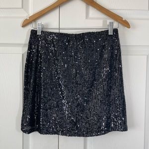 Black sequined mini skirt
